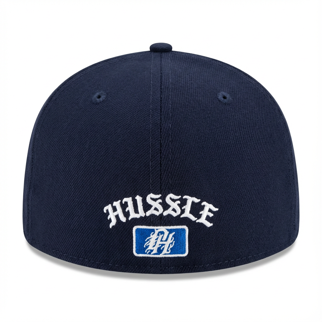 Long Live Hussle Fitted Hat (Navy)