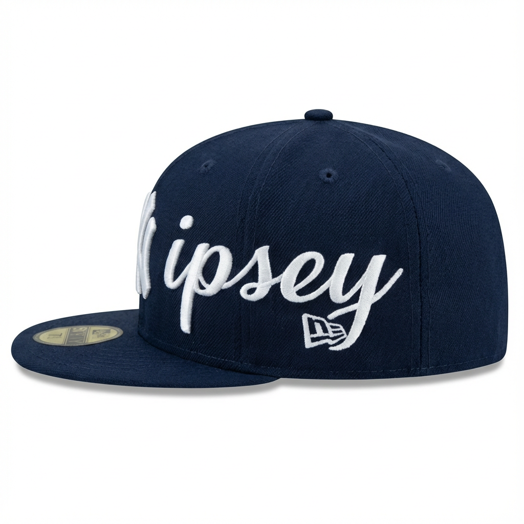 Long Live Hussle Fitted Hat (Navy)