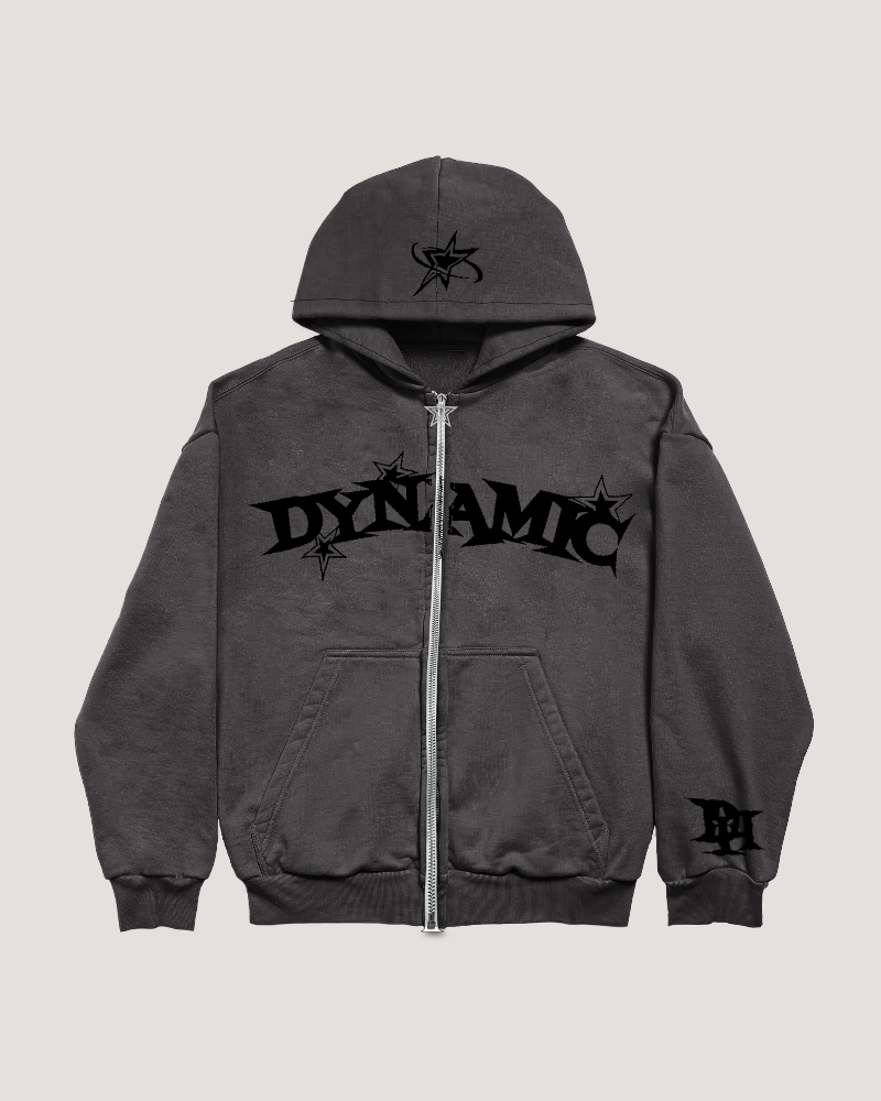SMOKE GREY DYNAMIC ZIP HOODIE