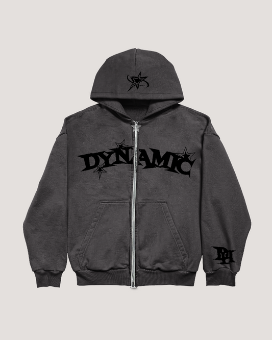 SMOKE GREY DYNAMIC ZIP HOODIE
