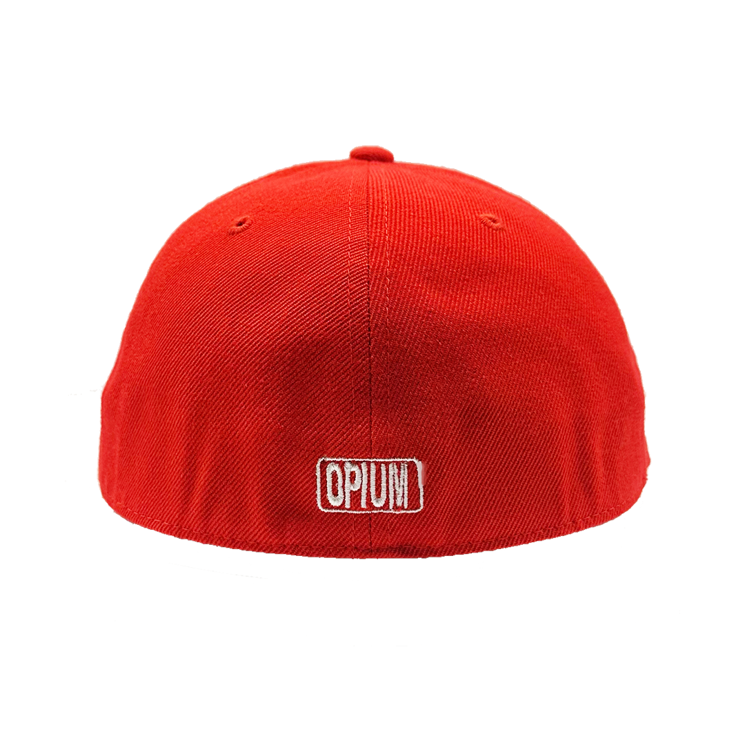 RED OPIUM MUSIC FITTED HAT 